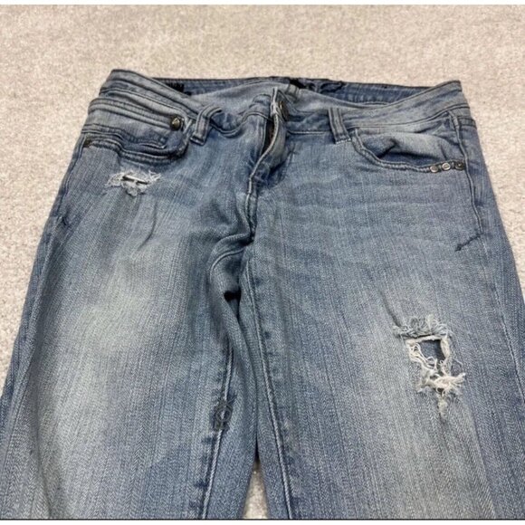 Fox Jeans Women’s Blue Distressed Straight Pockets Size 3 - Picture 6 of 11